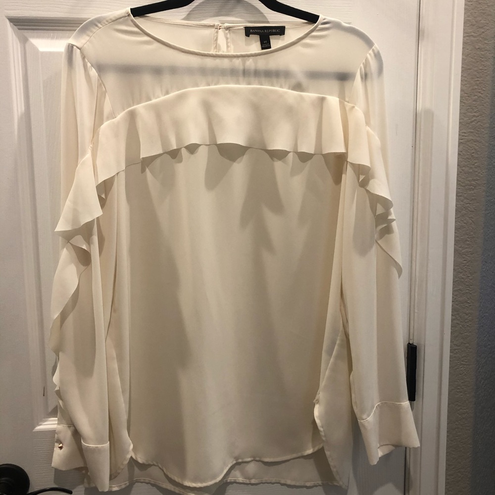 Banana Republic white long sleeve blouse